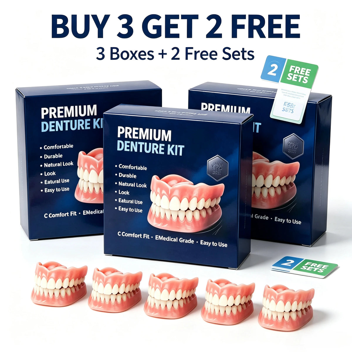Custom Fit Moldable Silicone Denture Set for Instant Smile