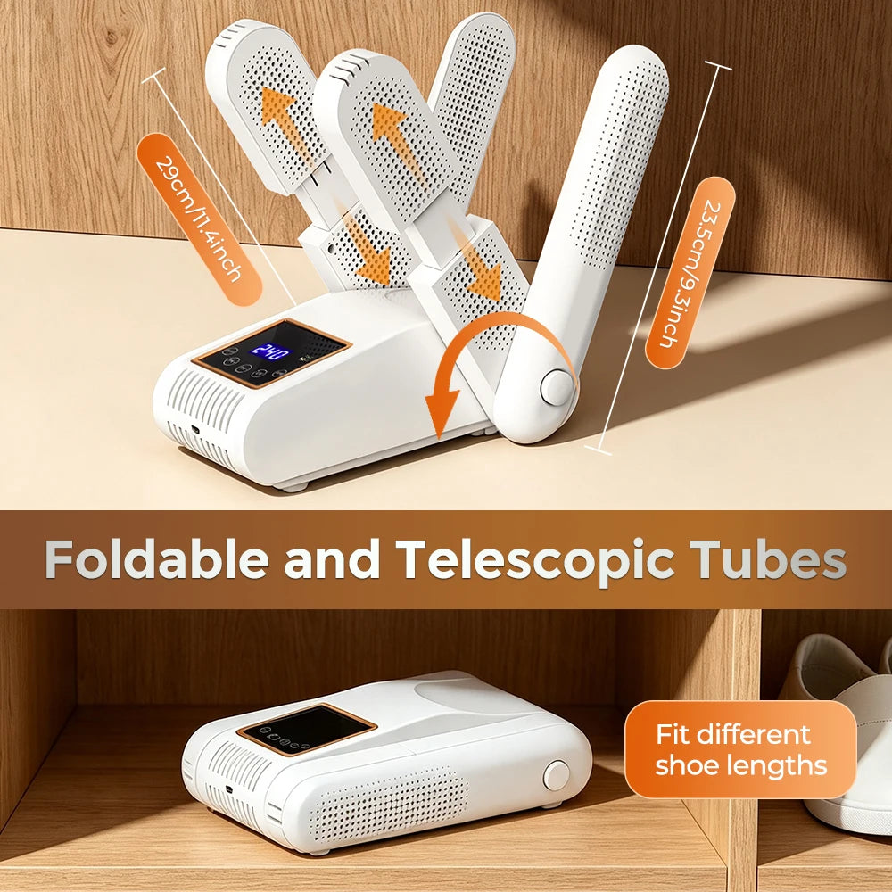 4-Tube Foldable Shoe and Boot Dryer with UV Sterilization