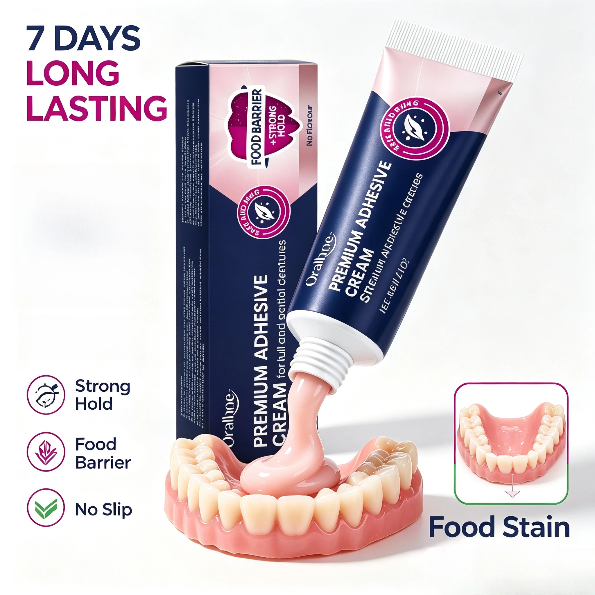 Strong Hold Denture Adhesive Cream with Food Barrier Protection - 5