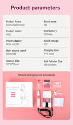 Rechargeable Electric Nail Drill Set with 12 Bits