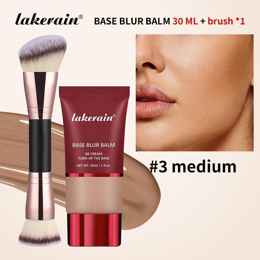 Matte Liquid Foundation and Dual-Ended Makeup Brush Set