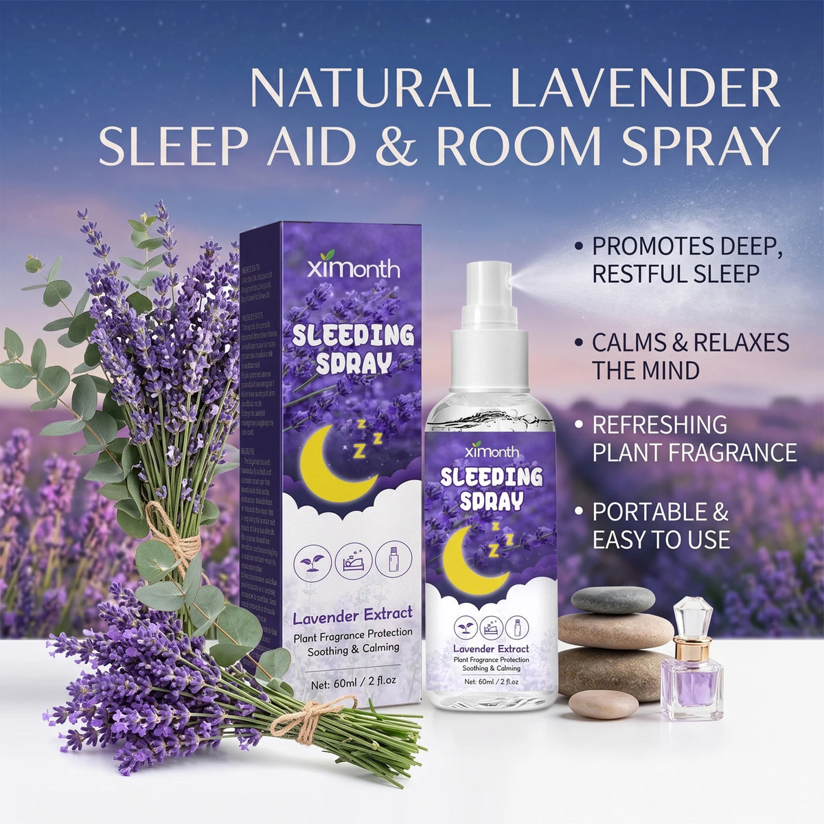 Calming Lavender Sleep Mist for Anxiety and Restful Nights