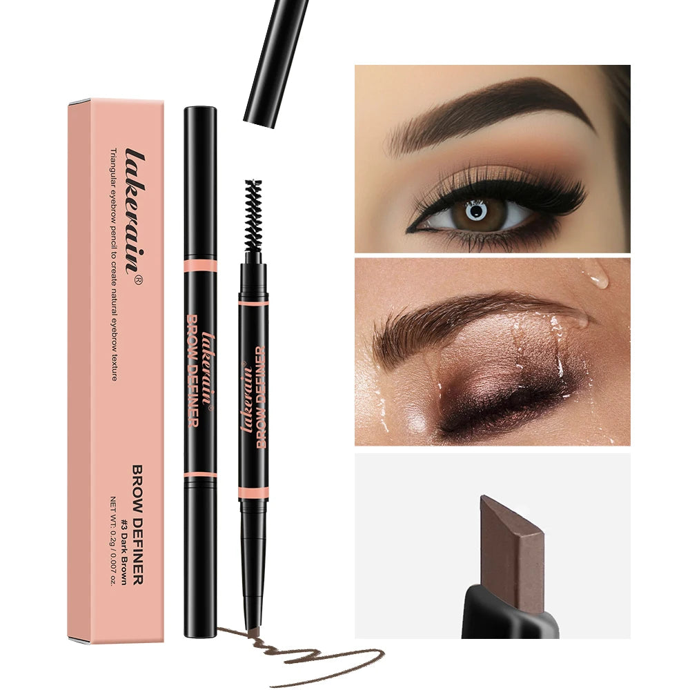 Waterproof Triangular Tip Eyebrow Pencil with Grooming Brush - 5
