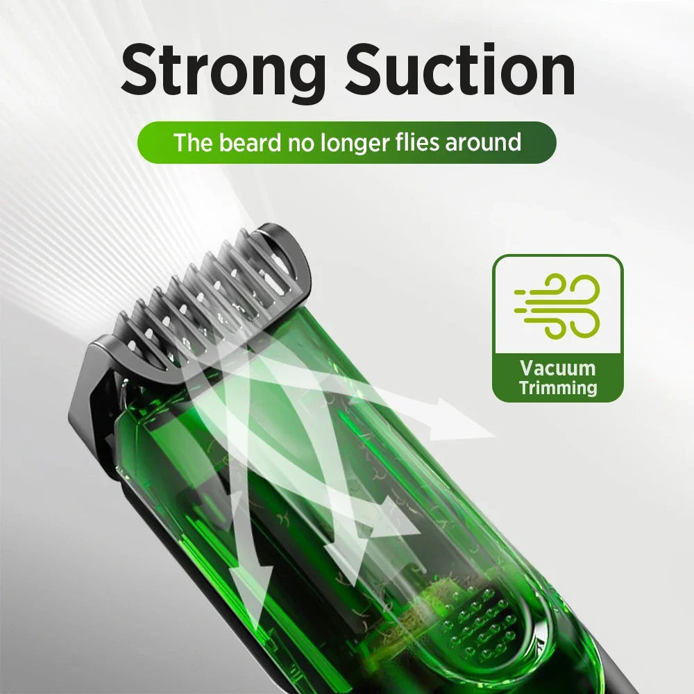 Cordless Vacuum Beard and Hair Trimmer with Waterproof Design