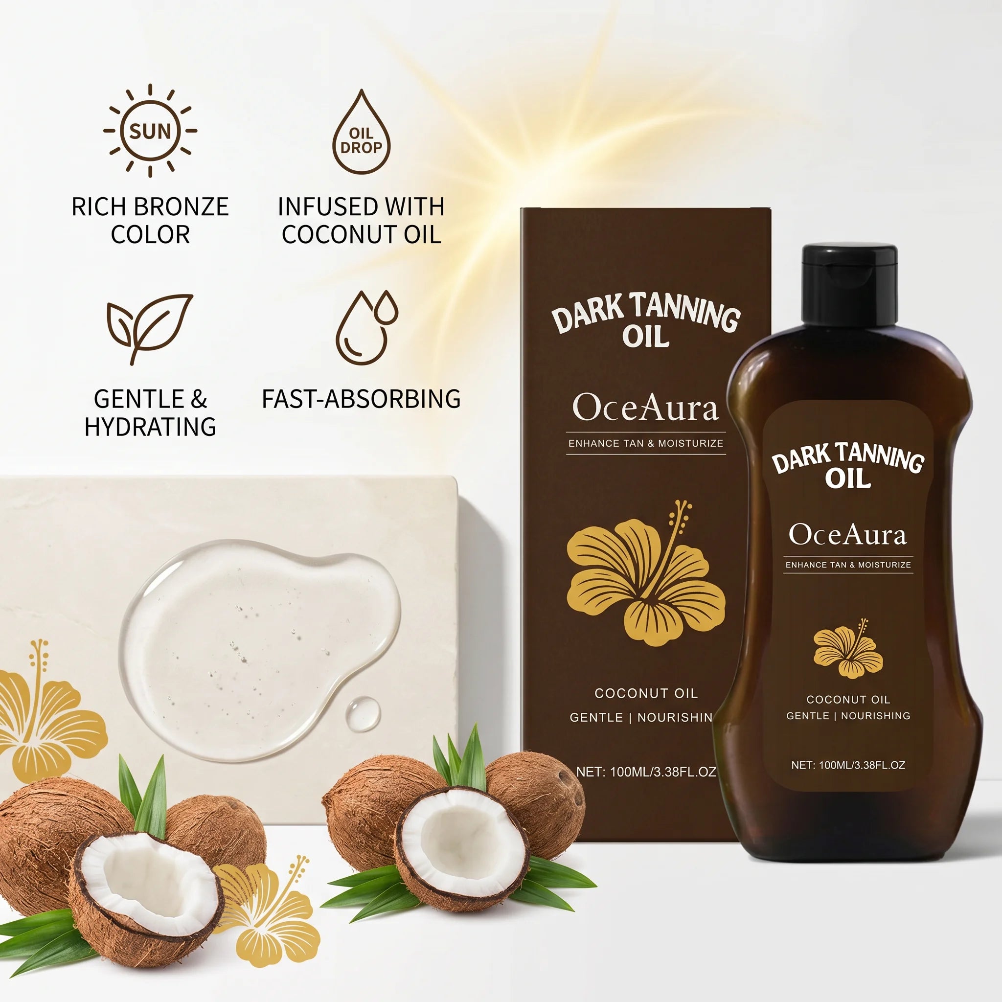 Coconut Oil Dark Tanning Body Oil for Deep Bronze Glow - 5