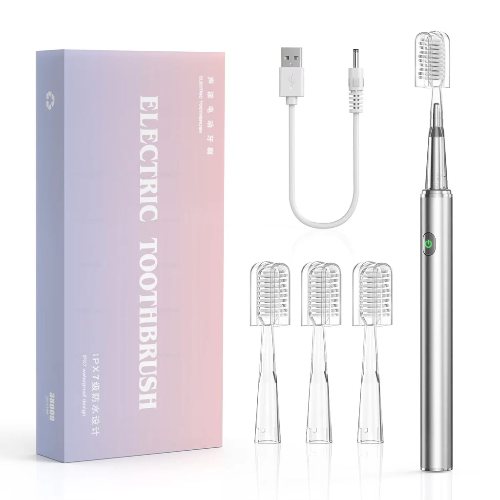 Rechargeable Acoustic Electric Toothbrush with 4 Replacement Heads