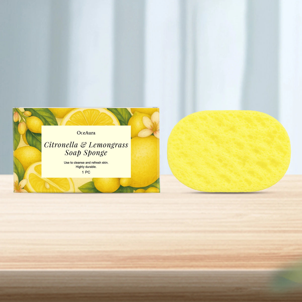 Exfoliating Lemon Scented Bath Sponge for Daily Body Cleansing
