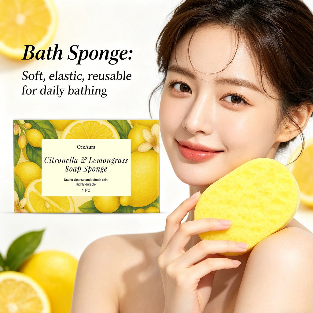 Exfoliating Lemon Scented Bath Sponge for Daily Body Cleansing