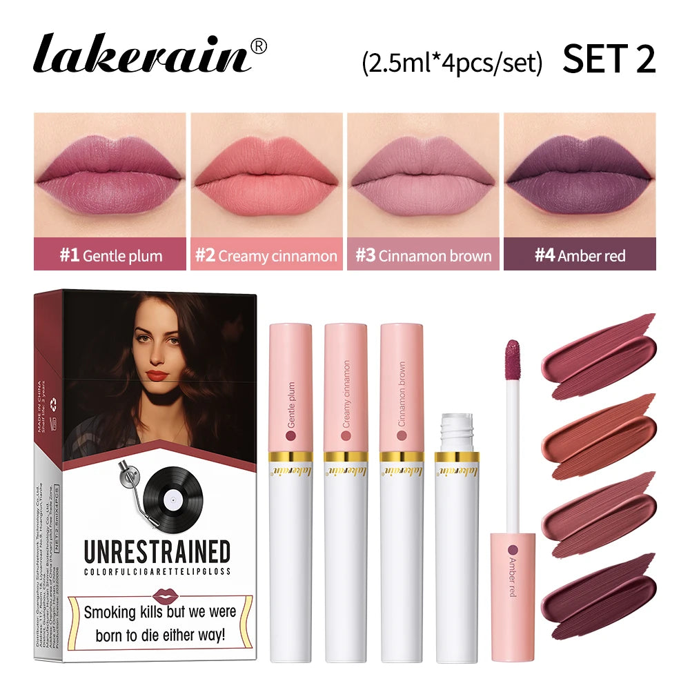 4-Piece Velvet Matte Lipstick Set Waterproof Long-Lasting