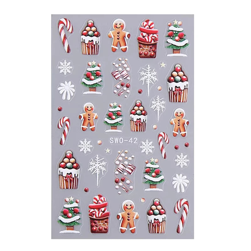 3D Christmas Cartoon Nail Art Sticker Decals