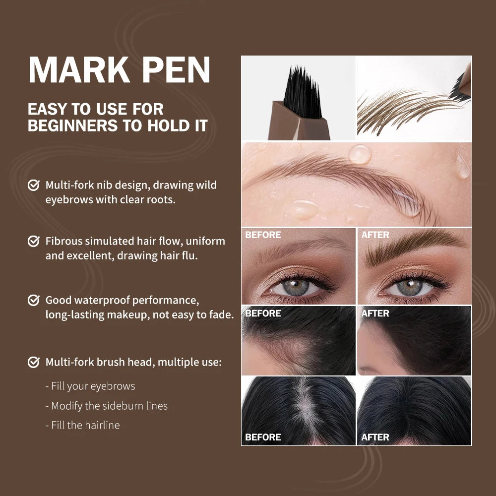 Waterproof Multi-Fork Liquid Eyebrow Pen - 5