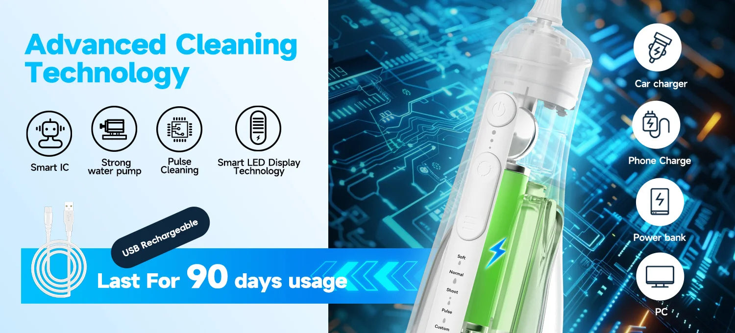 Portable Rechargeable Water Flosser for Teeth Cleaning - 15