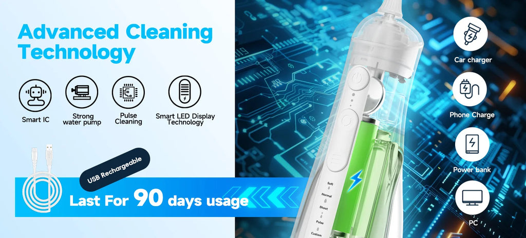 Portable Rechargeable Water Flosser for Teeth Cleaning