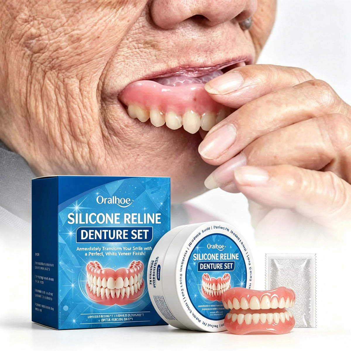 Temporary Silicone Smile Veneers for Upper and Lower Teeth