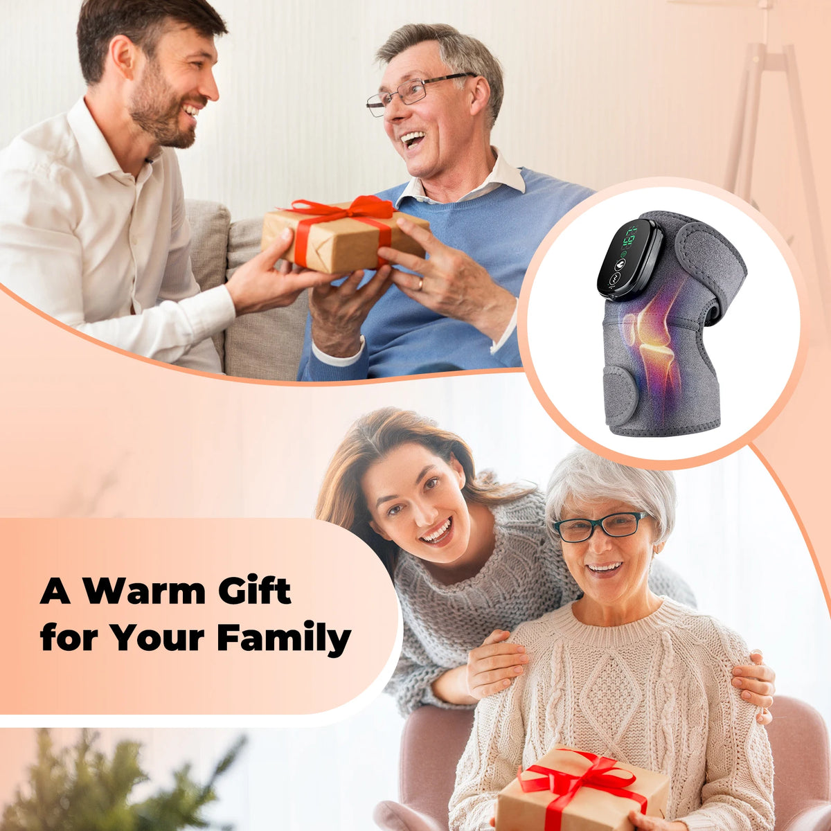 Heated Cordless Knee Massager with Vibration and Heat Therapy