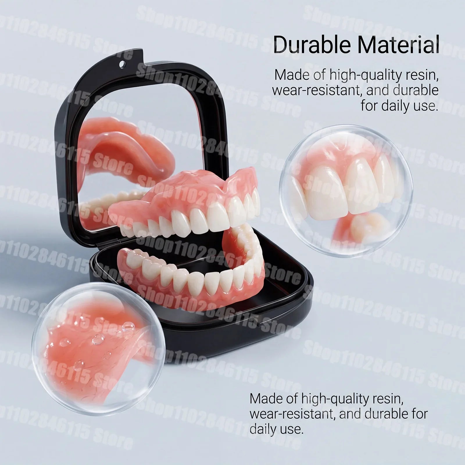 Realistic Cosmetic Denture Set with Mirror Storage Case - 15