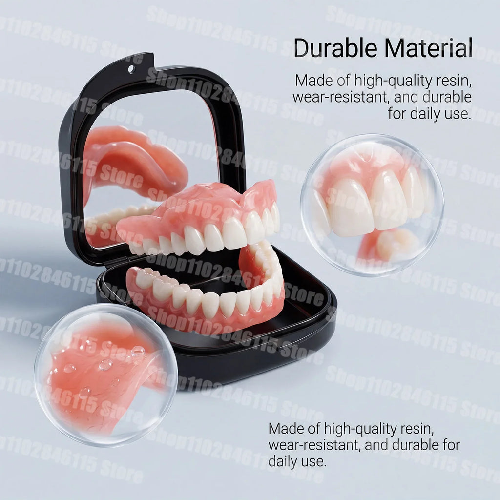 Realistic Cosmetic Denture Set with Mirror Storage Case