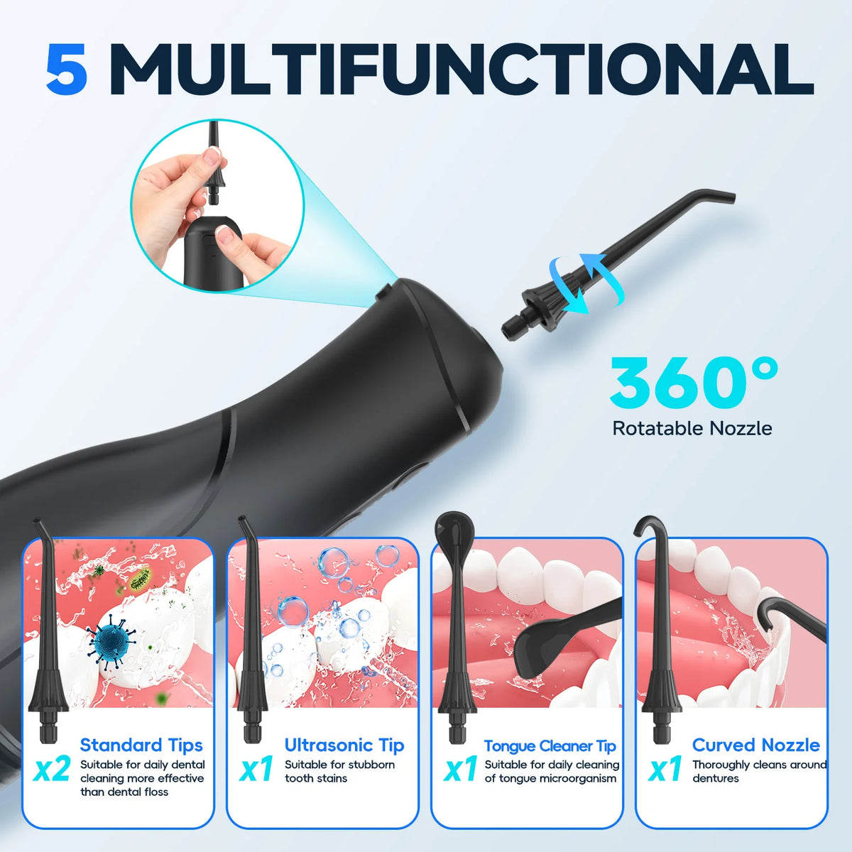 Portable Cordless Water Flosser for Teeth and Braces