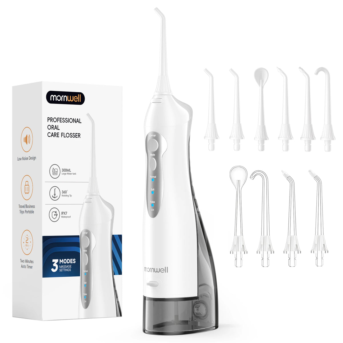 Portable Cordless Water Flosser with 6 Jet Tips and 3 Modes