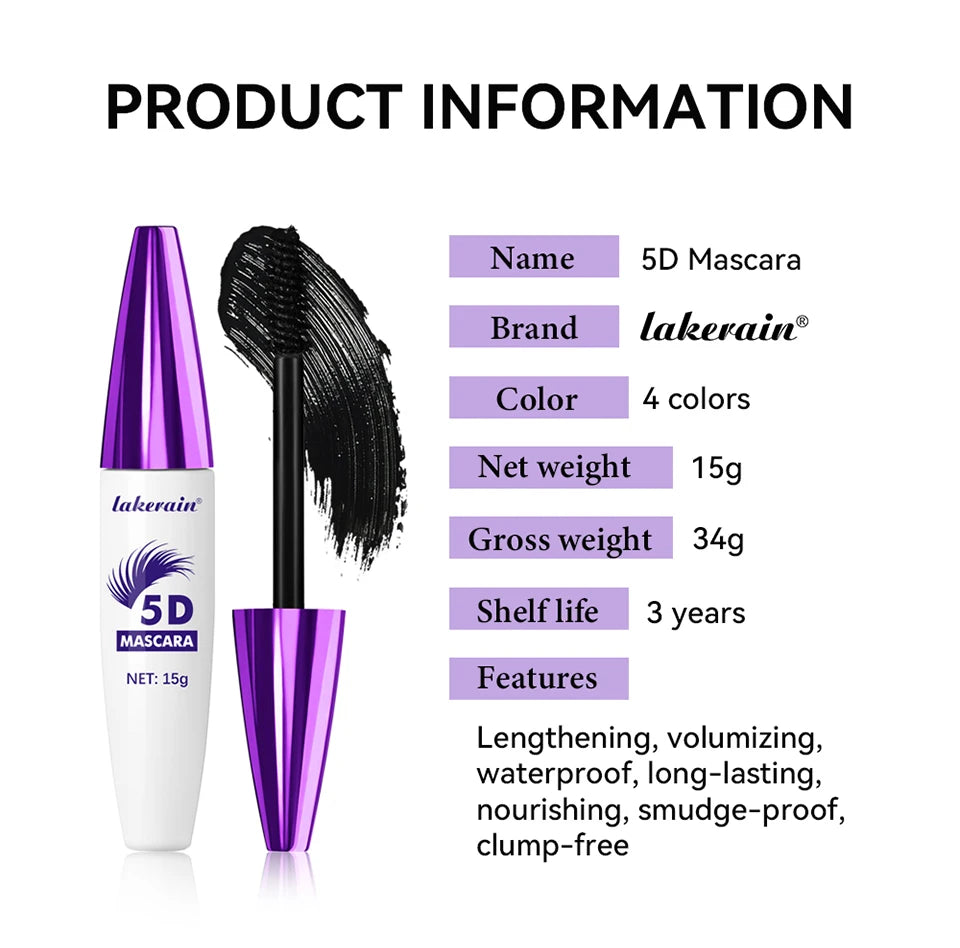 Waterproof 5D Lengthening and Volumizing Lash Mascara