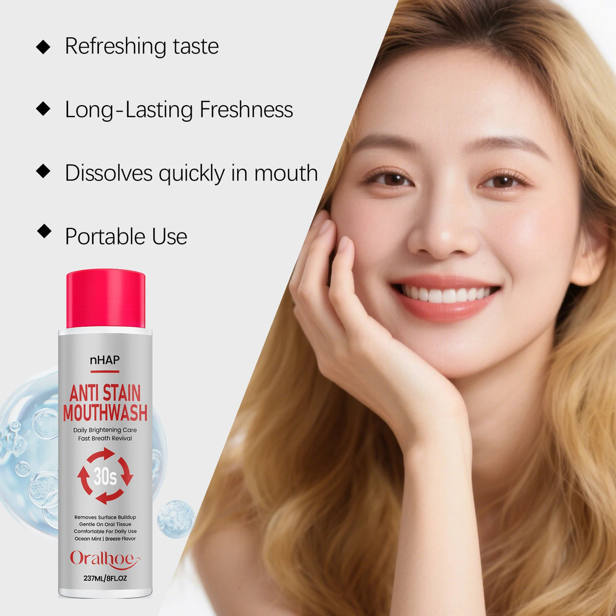 Alcohol-Free Anti-Stain Teeth Whitening Mouthwash