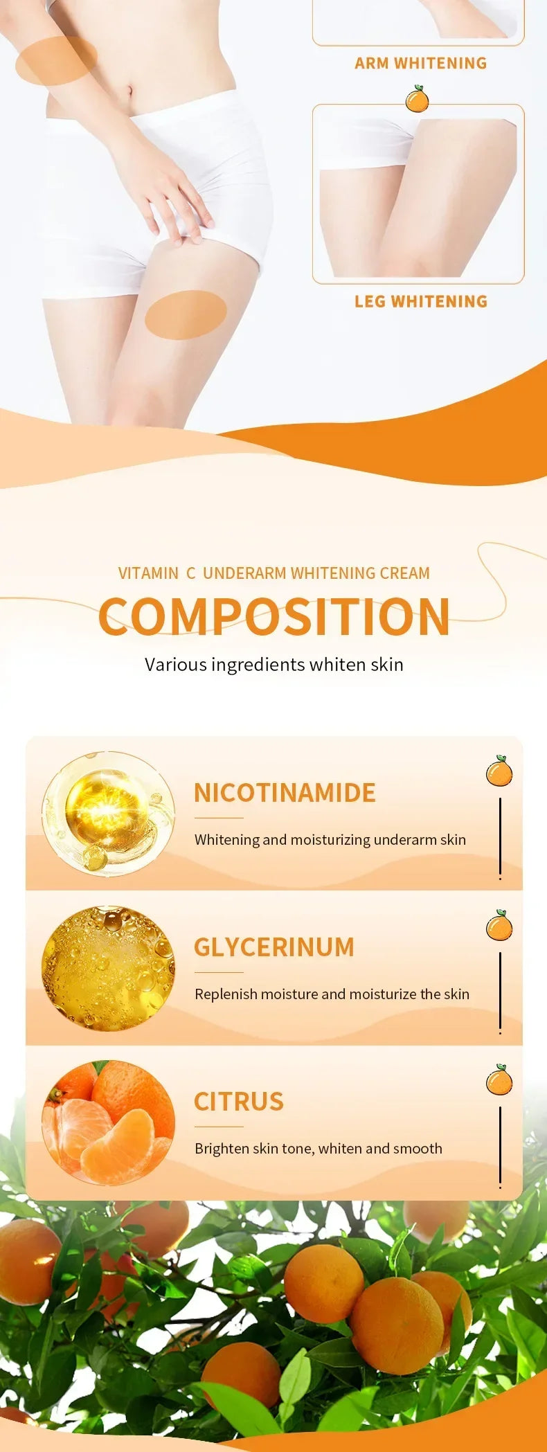 Vitamin C Skin Brightening Cream for Underarms Elbows and Knees - 11