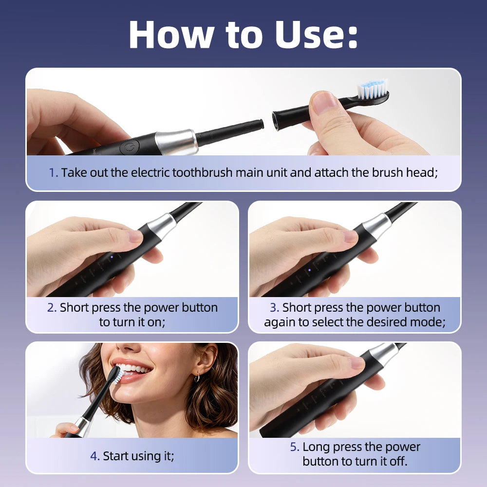 Rechargeable Sonic Electric Toothbrush with 5 Modes and Timer