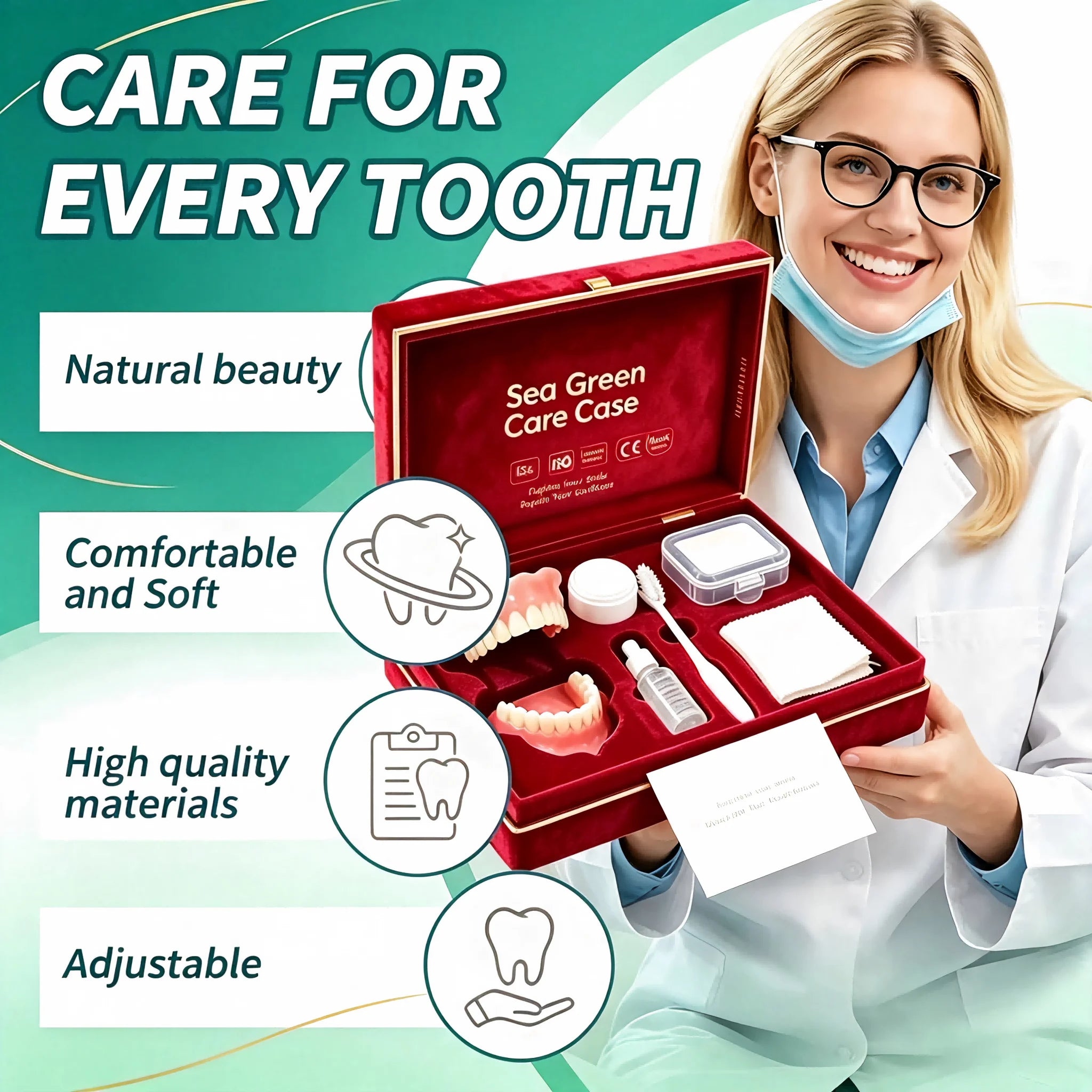Portable Denture Care and Cleaning Travel Kit with Storage Case - 5