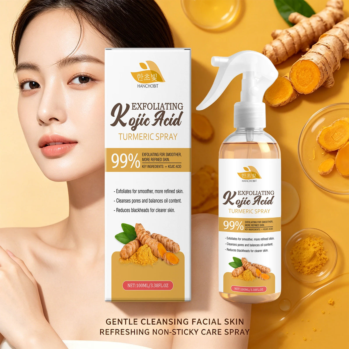 Kojic Acid Turmeric Exfoliating Facial Mist for Brightening Skin