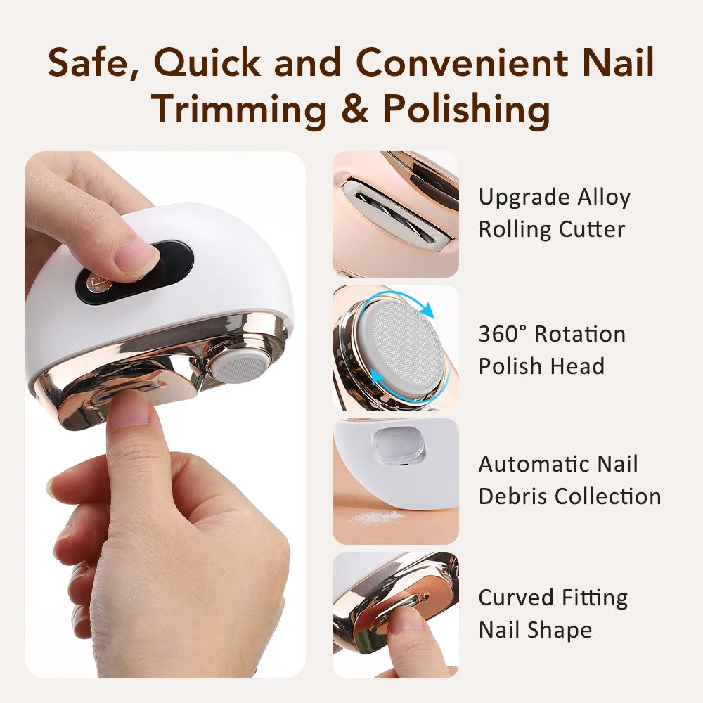 Electric 2-in-1 Nail Trimmer and Grinder with LED Display