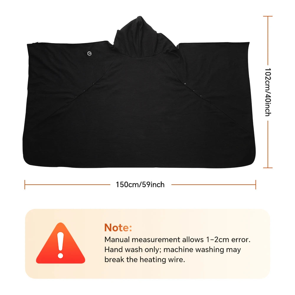 USB Heated Hooded Shawl Wearable Graphene Blanket - 17