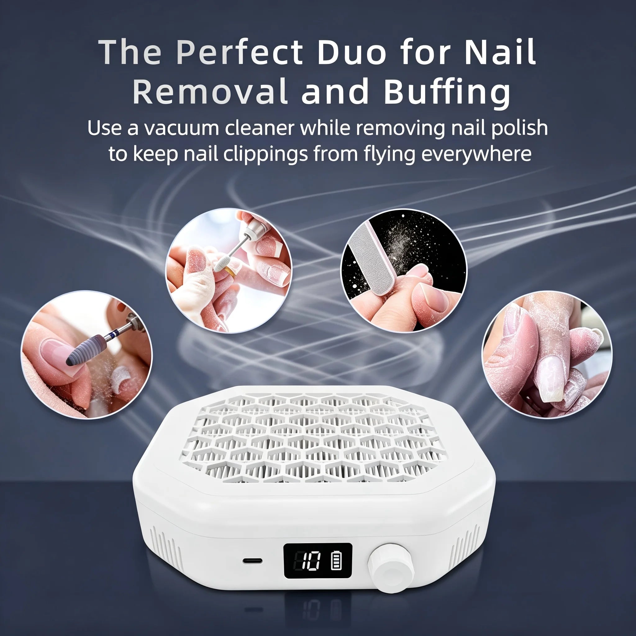 Professional Cordless Nail Dust Collector with Powerful Suction - 2