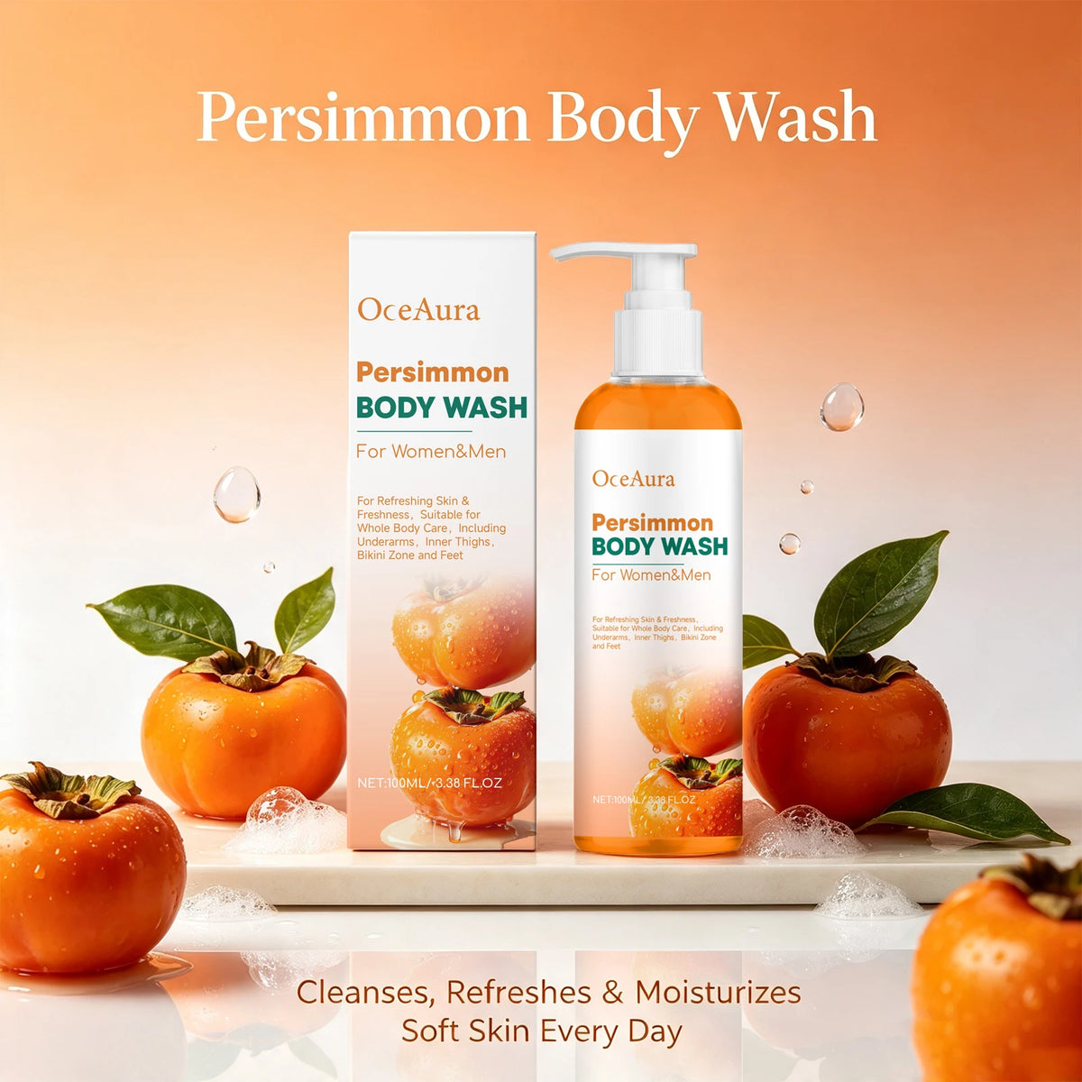 Persimmon Body Wash for Odor Control and Deep Skin Cleansing