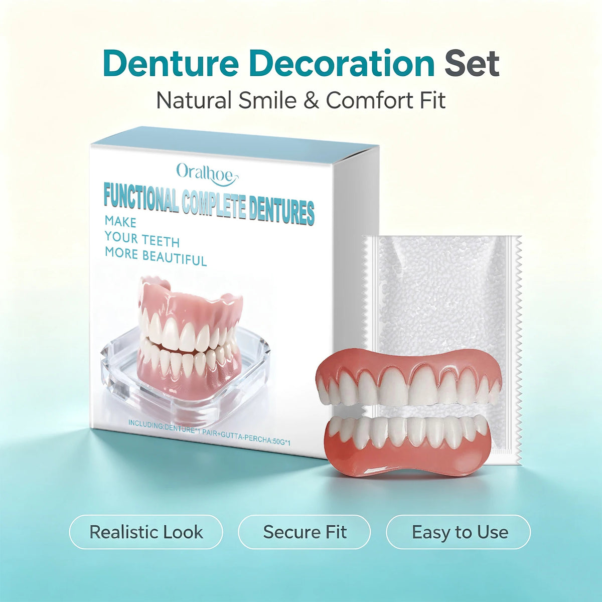 Cosmetic Denture Set for Temporary Smile Enhancement