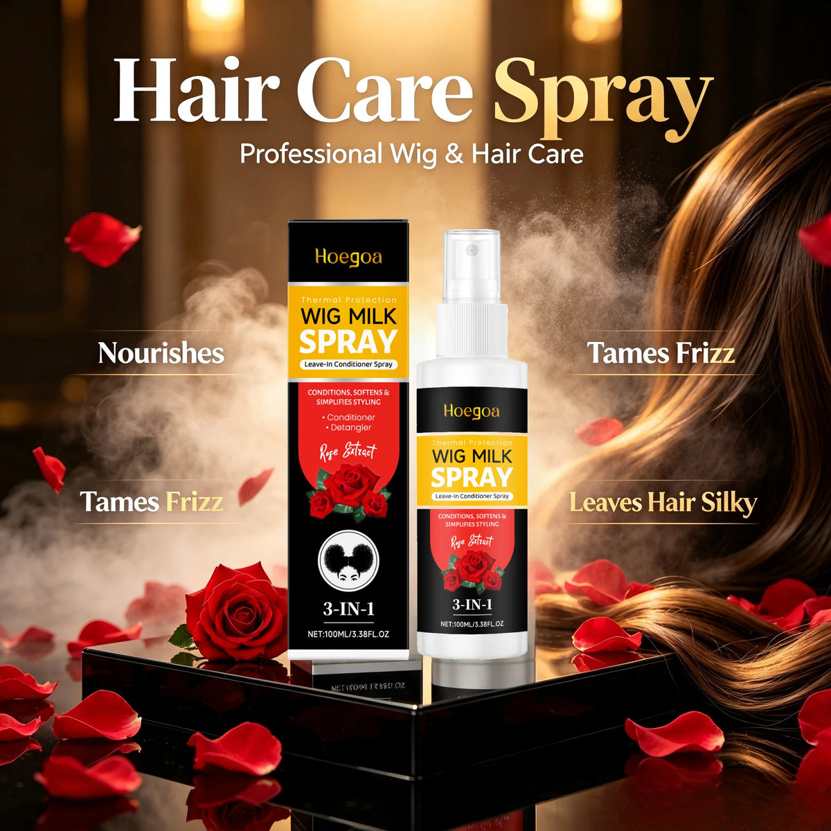 3-in-1 Rose Wig Conditioning and Detangling Spray