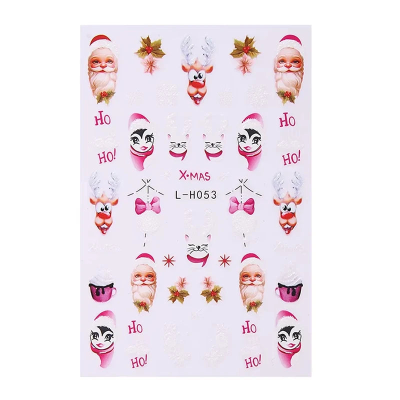 3D Christmas Cartoon Nail Art Sticker Decals