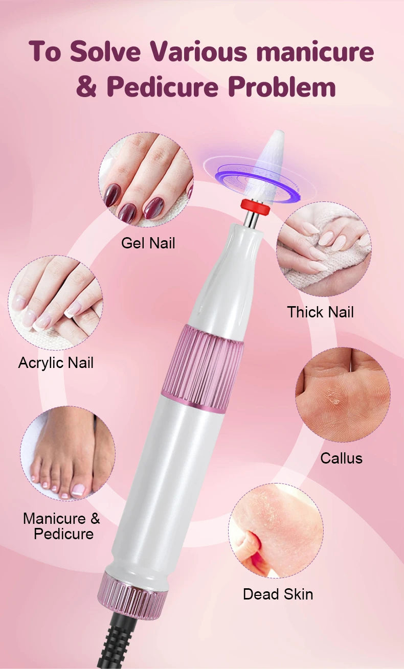 Rechargeable Electric Nail Drill Set with 12 Bits - 12