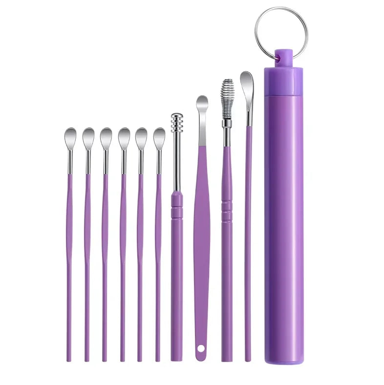 Stainless Steel Ear Wax Removal Cleaning Kit with Storage Case