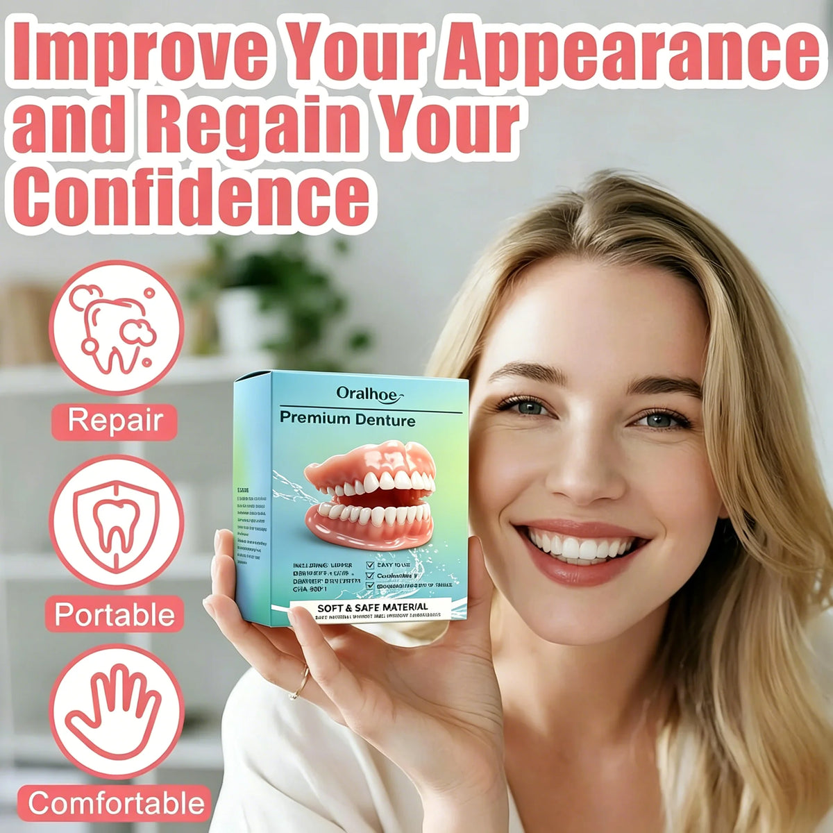 Adjustable Cosmetic Denture Set for Instant Smile Enhancement