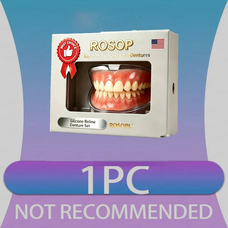 Custom-Fit Silicone Upper and Lower Cosmetic Denture Set - 7