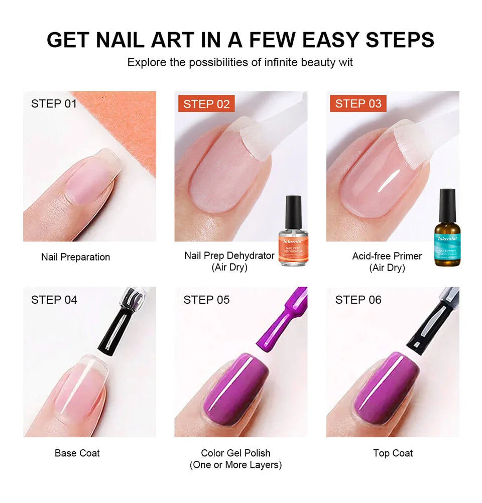Nail Prep Dehydrator and Primer Set for Professional Manicure