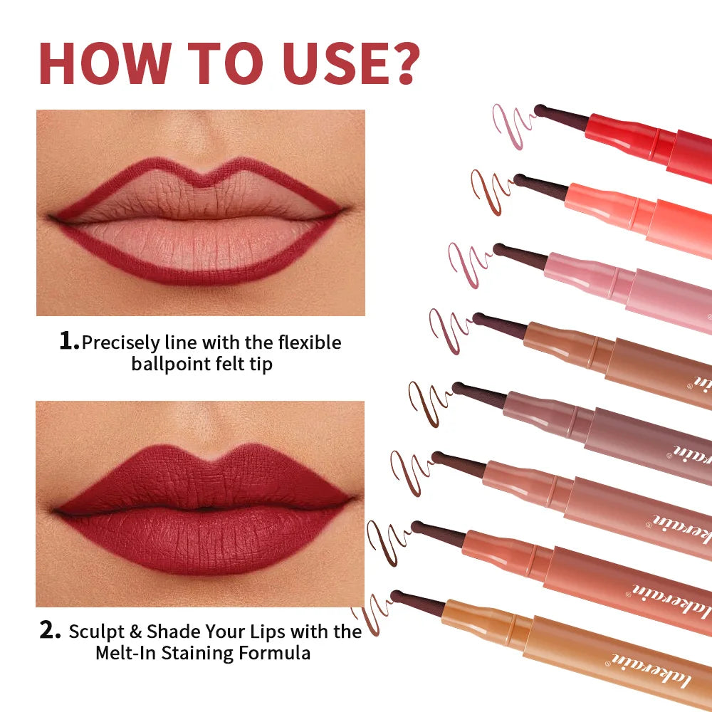 Long-Lasting Waterproof Felt Tip Lip Liner Stain - 6