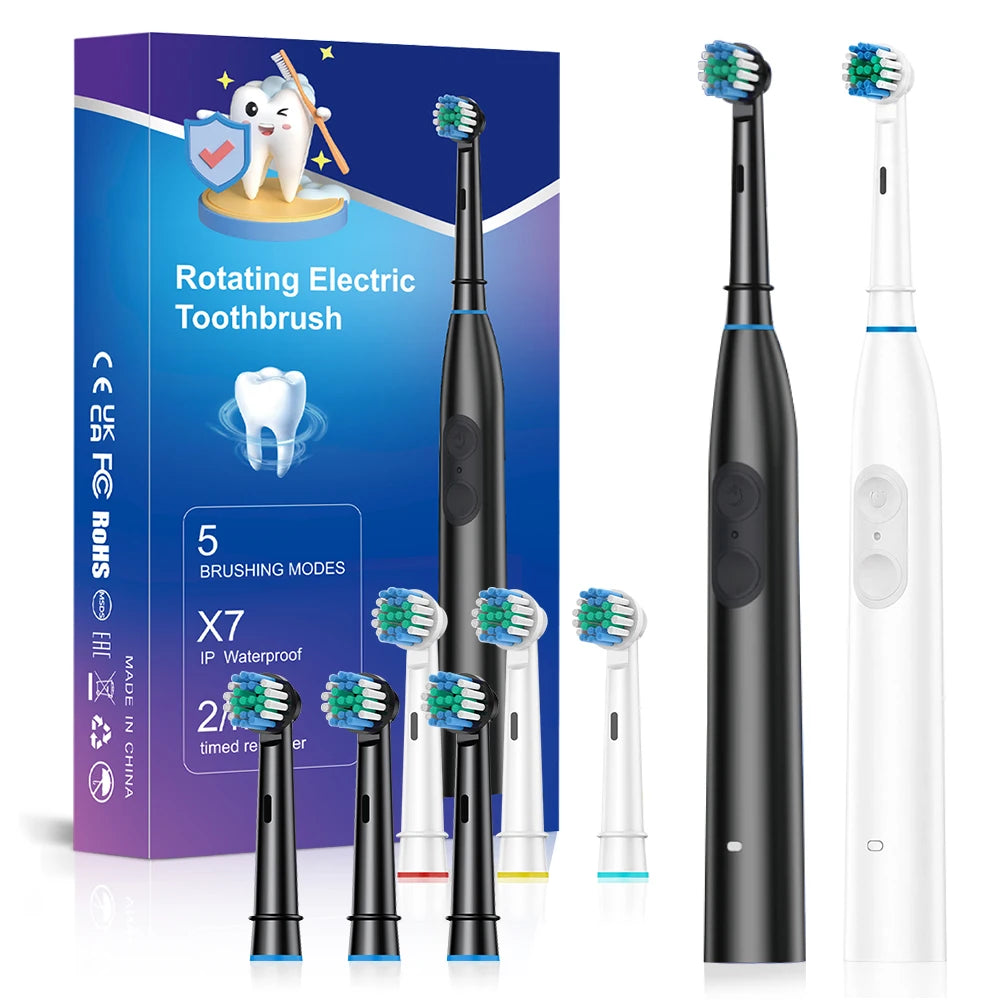Rechargeable Rotating Electric Toothbrush with 4 Replacement Heads - 7