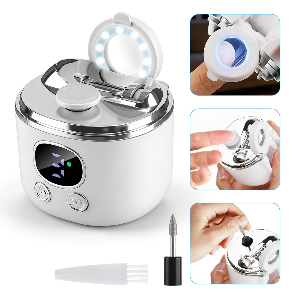 Electric Automatic Nail Clipper with Magnifier and LED Light