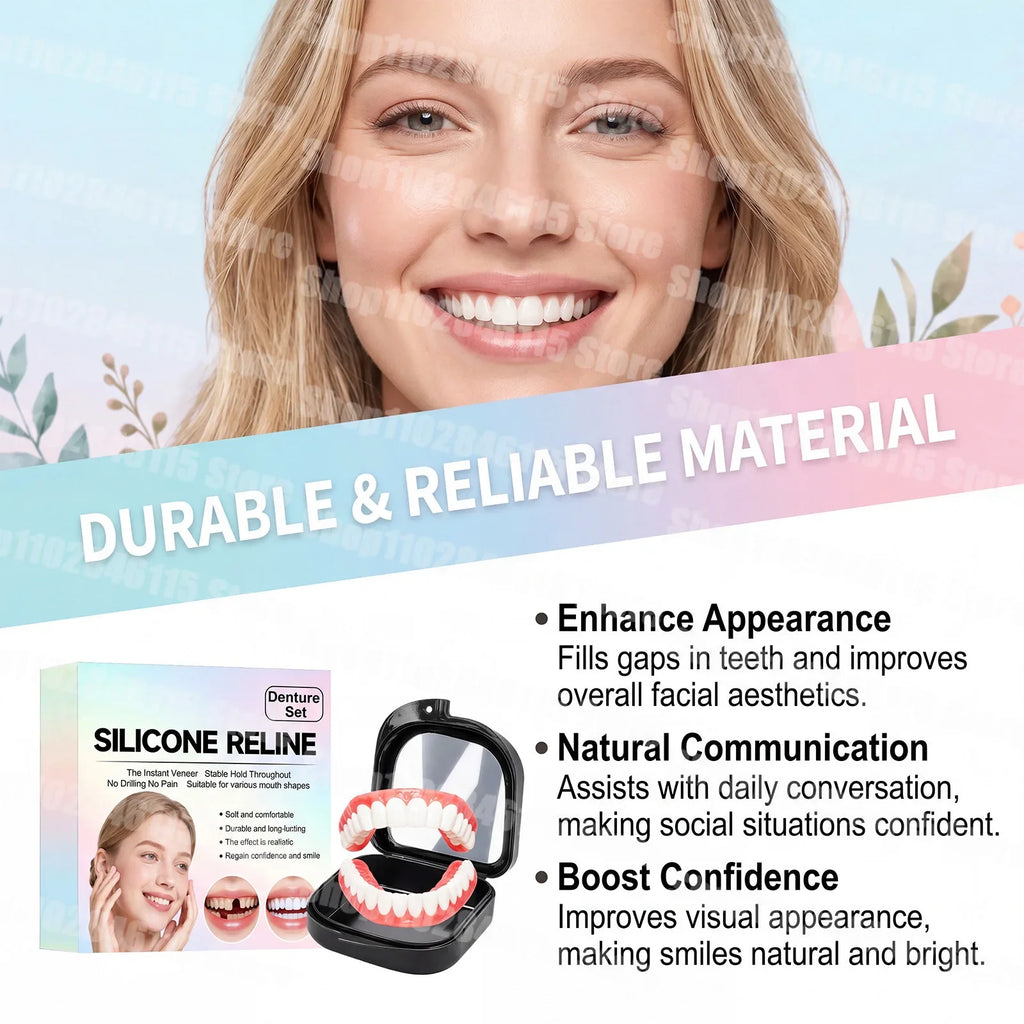 Realistic Cosmetic Denture Set with Mirror Storage Case