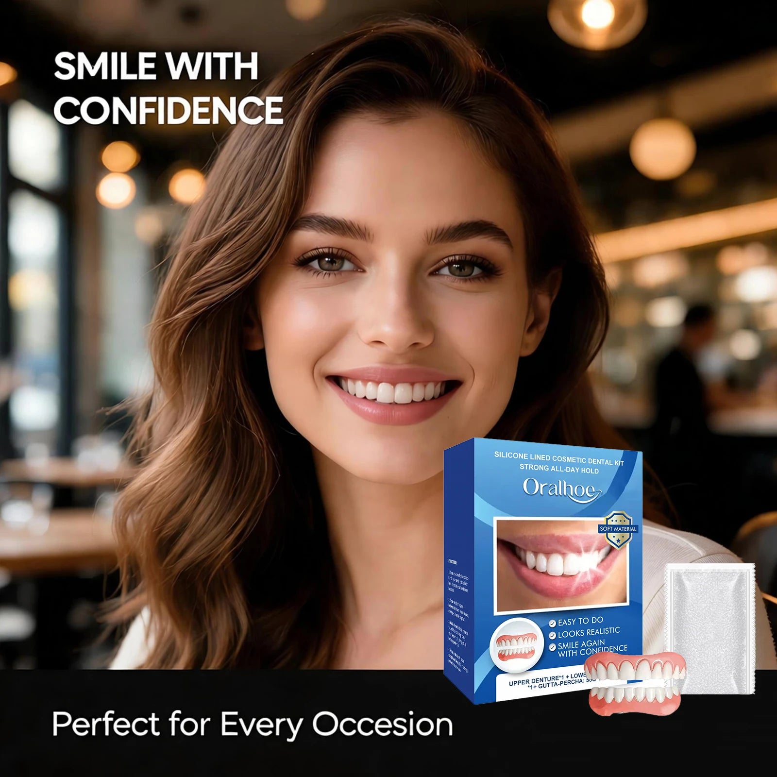 Instant Cosmetic Dental Veneers Kit for Upper and Lower Teeth - 3
