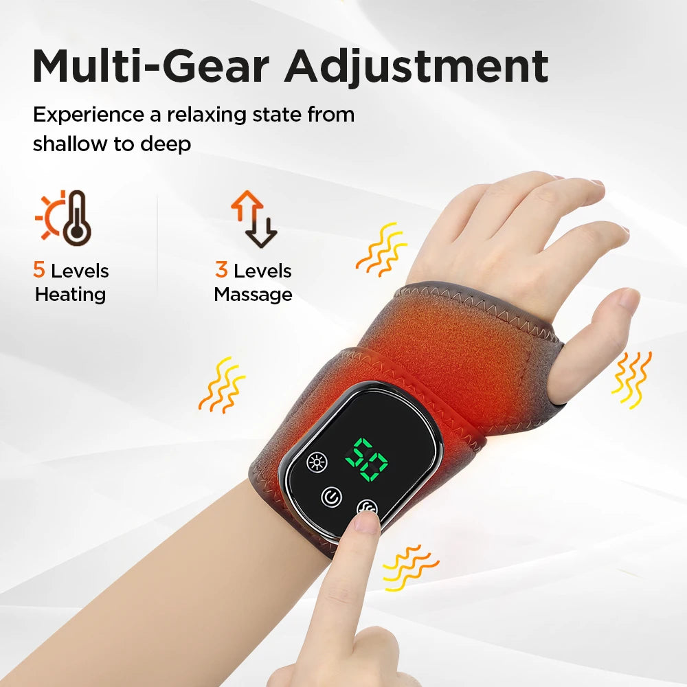 Heated Wrist Massager with Vibration for Pain Relief