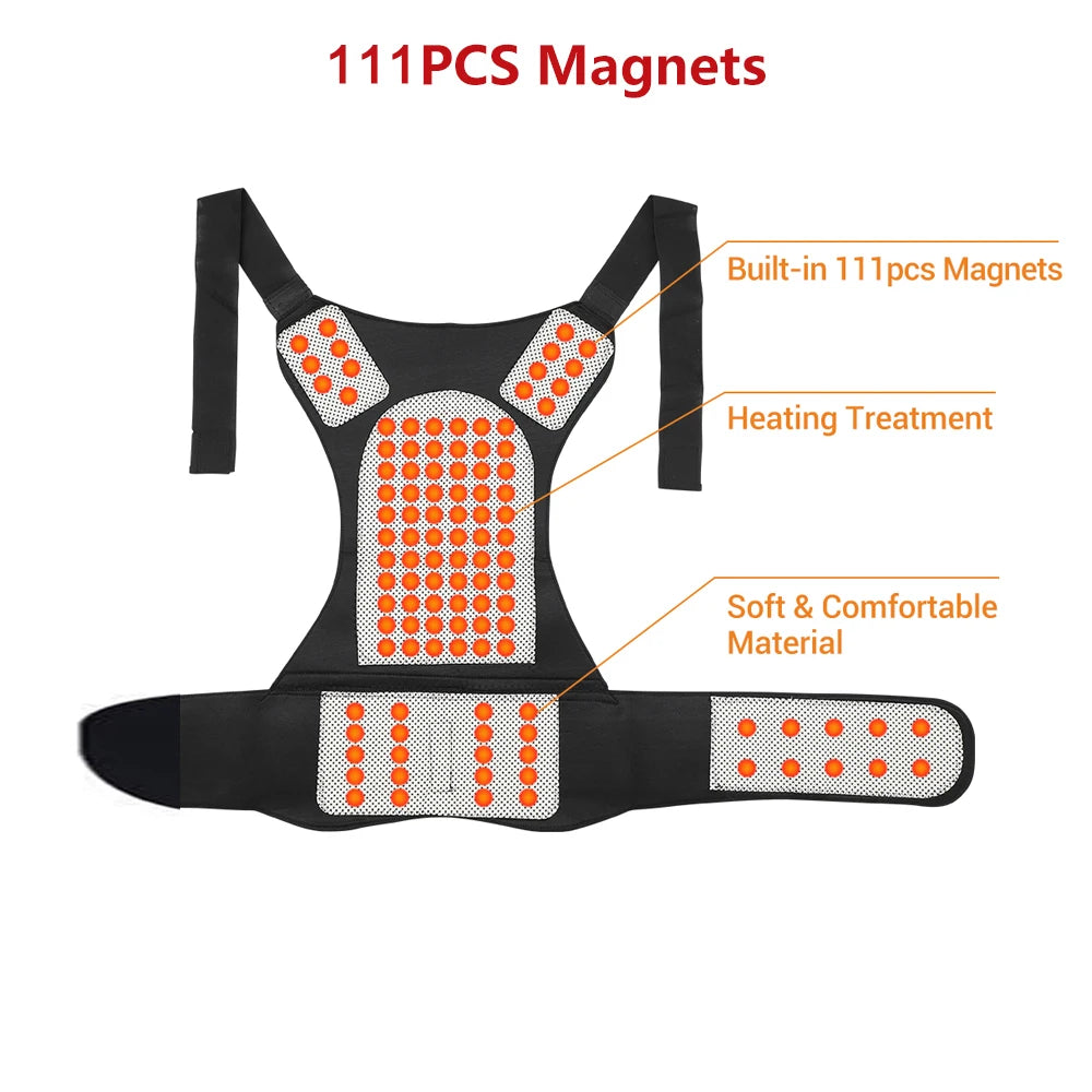 Self-Heating Tourmaline Magnetic Back and Shoulder Support Brace
