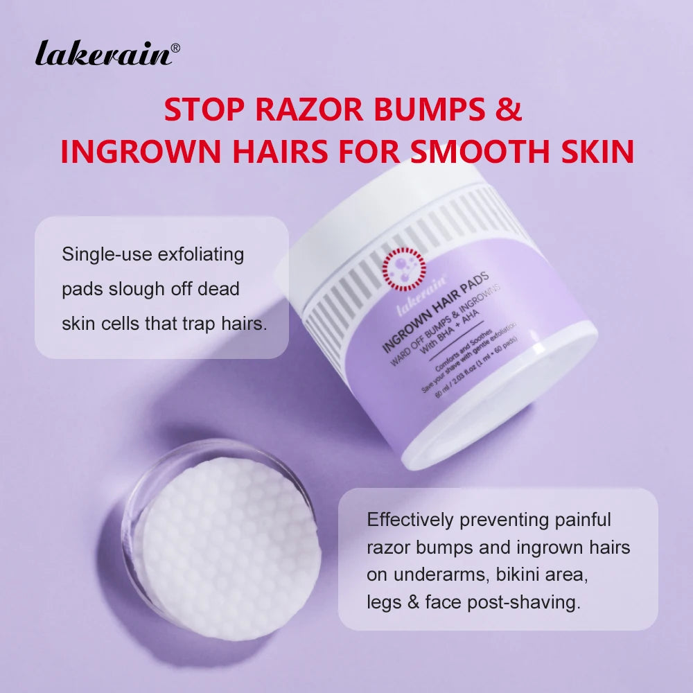 Exfoliating Ingrown Hair Treatment Pads for Razor Bumps - 3