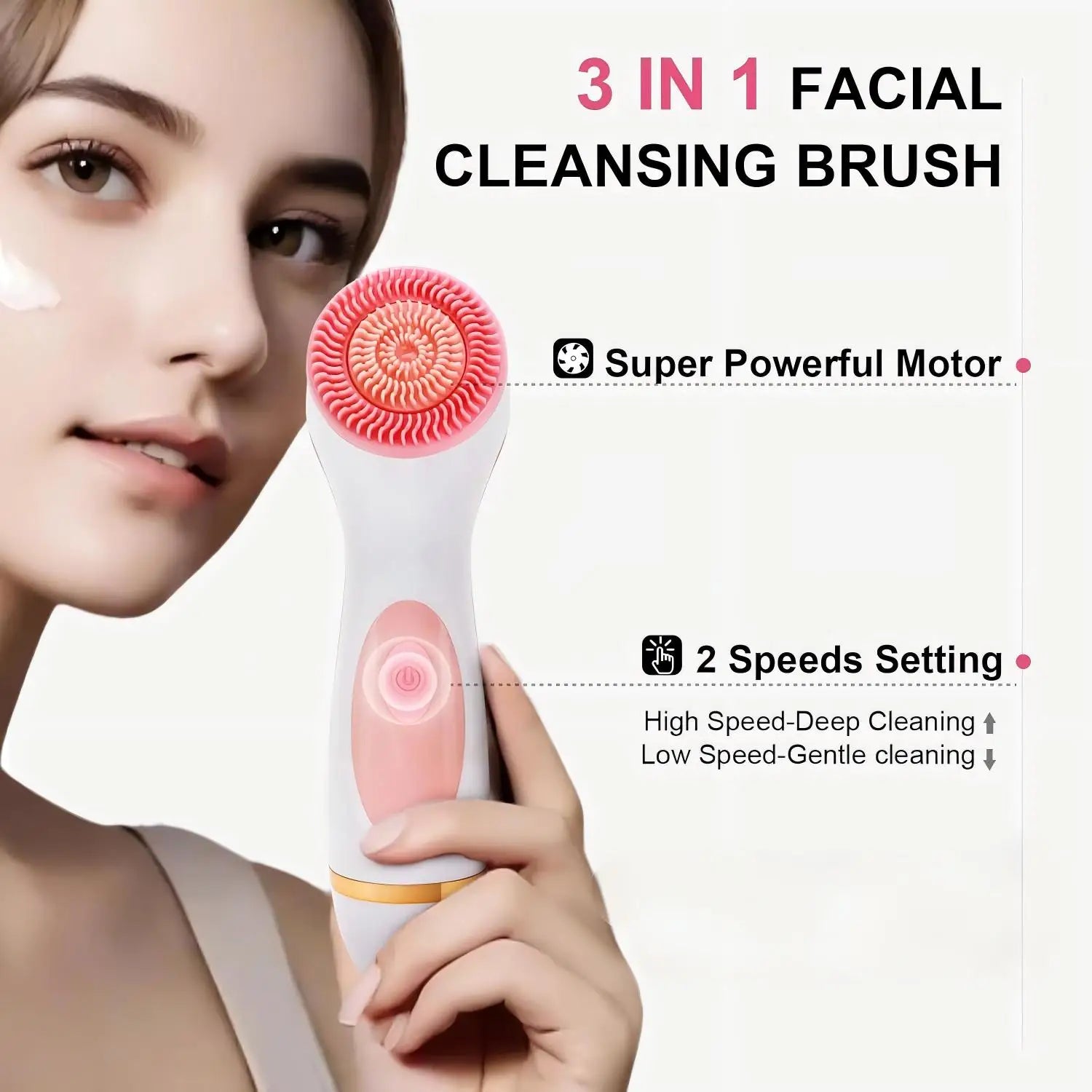 3-in-1 Waterproof Electric Facial Cleansing Brush - 8